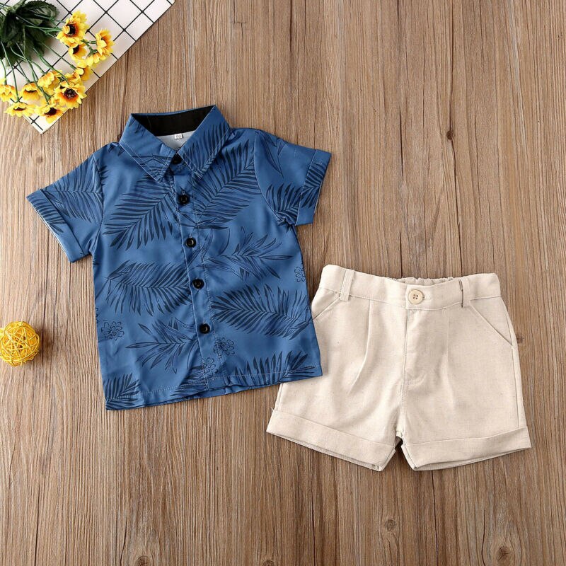 Summer Leaves Print Tops+Short
