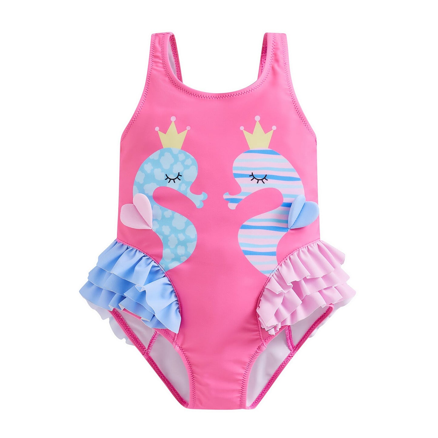 Sea Horse Backless Ruffles Swimwear