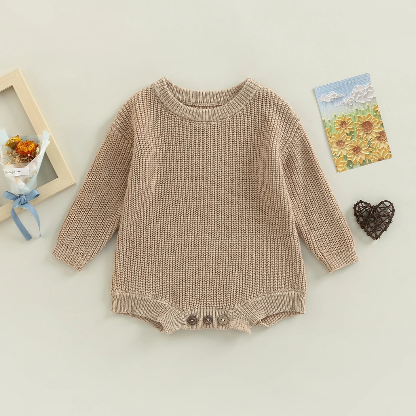Knit Style Long Sleeve Romper