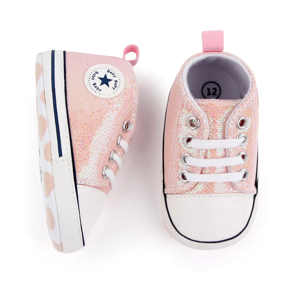 Sequined Canvas Baby Sneakers