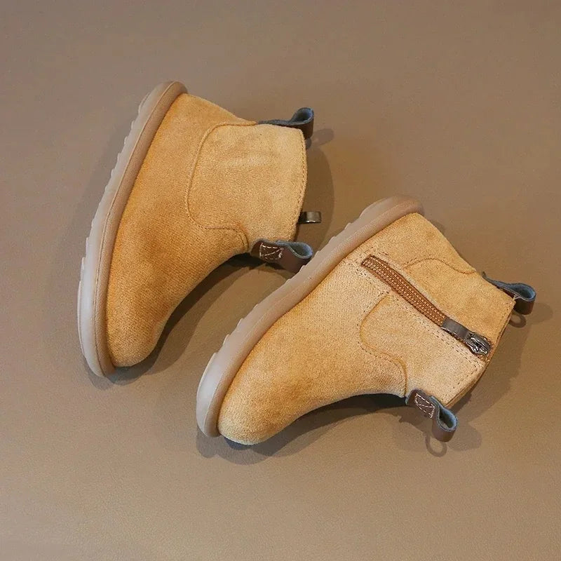 Oxford Suede Plush Kids Ankle Boots