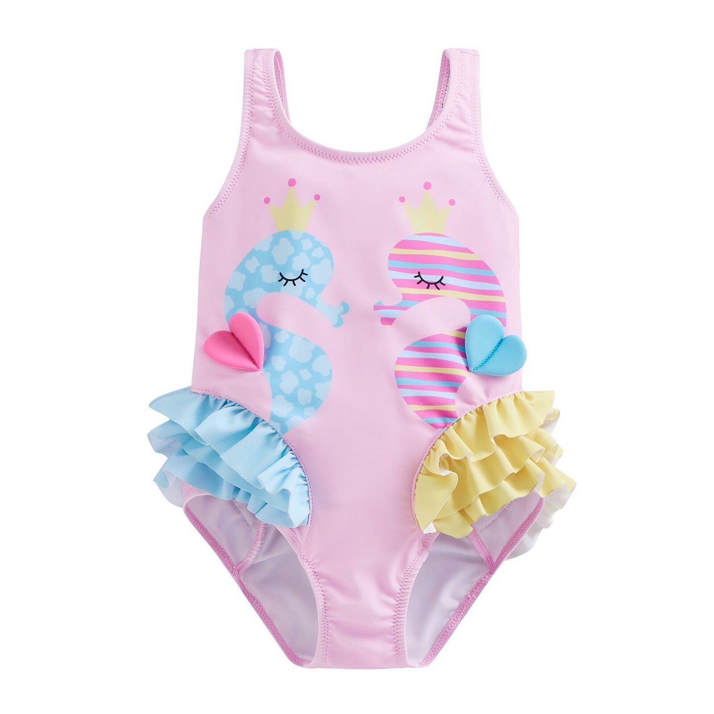 Sea Horse Backless Ruffles Swimwear