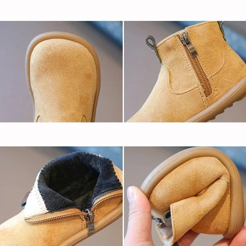 Oxford Suede Plush Kids Ankle Boots