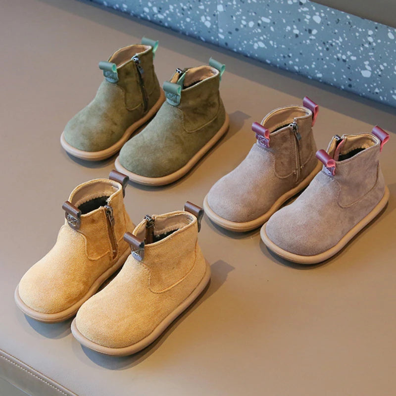 Oxford Suede Plush Kids Ankle Boots