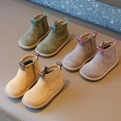 Oxford Suede Plush Kids Ankle Boots