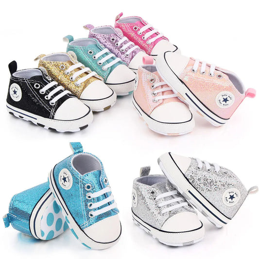 Sequined Canvas Baby Sneakers
