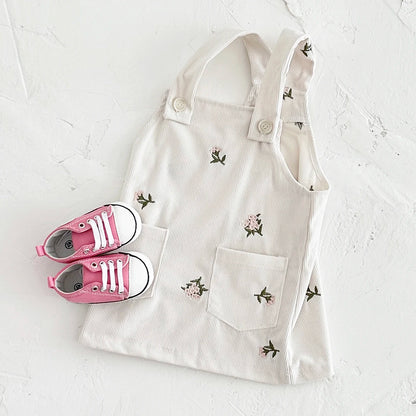 Flower Embroidery Pocket Dress baby girl