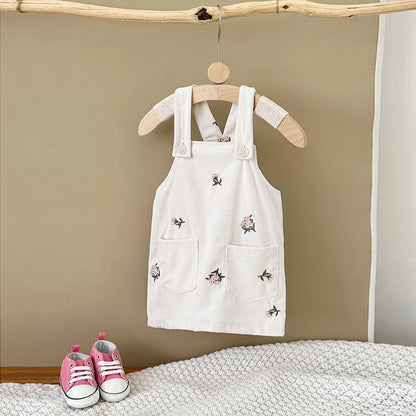 Flower Embroidery Pocket Dress baby girl