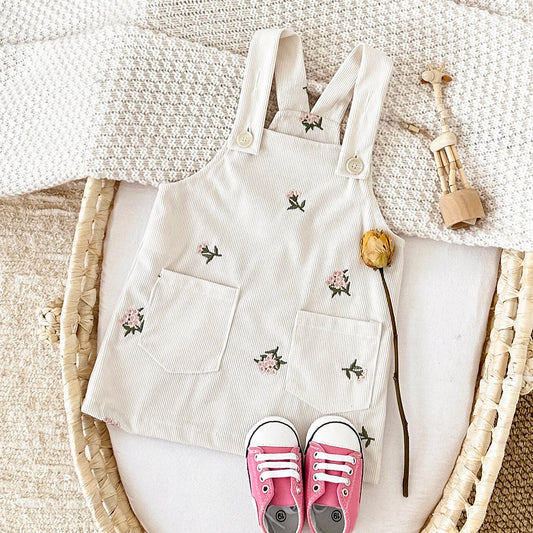 Flower Embroidery Pocket Dress baby girl