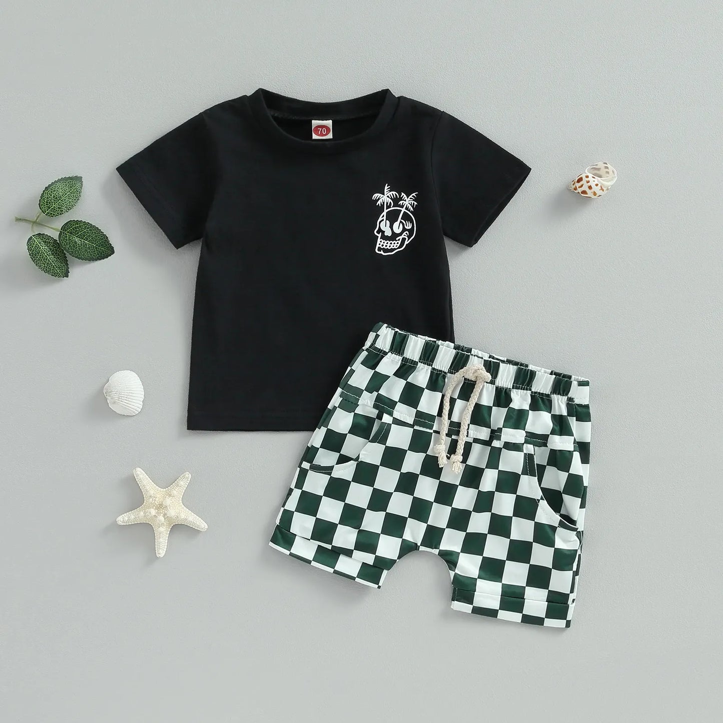Skull Print Tee + Shorts