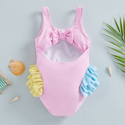 Sea Horse Backless Ruffles Swimwear