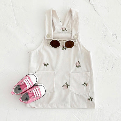 Flower Embroidery Pocket Dress baby girl